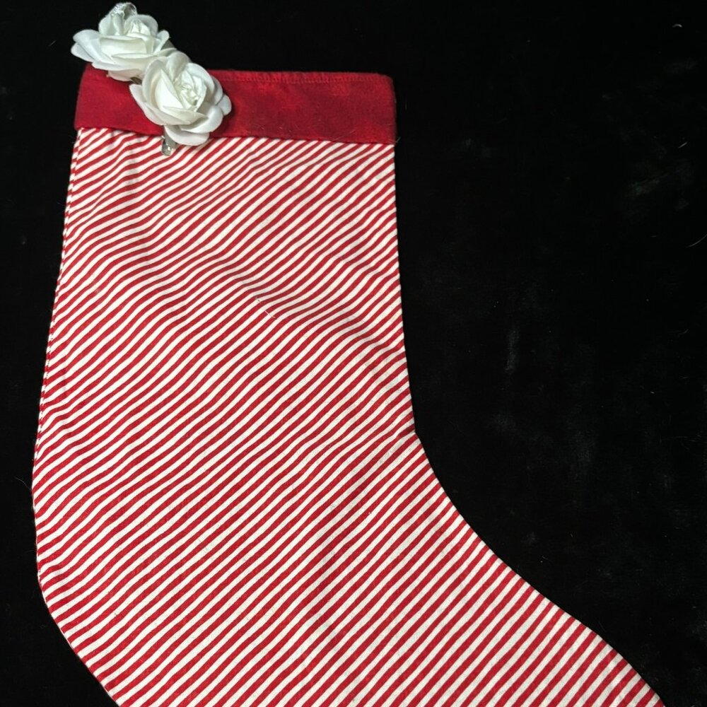 Handmade Candy Cane Striped Christmas Stocking with Removable Hair clips